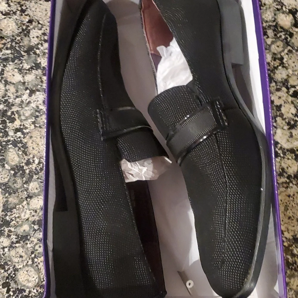 Men's Milano footwear black beaded look slip on dress shoes EUC worn once - Picture 3 of 5